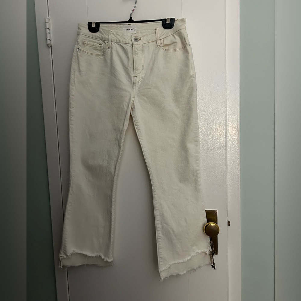 Frame Cream Denim Women's
 Le Crop Mini Boot in Hallum Chew Size 29